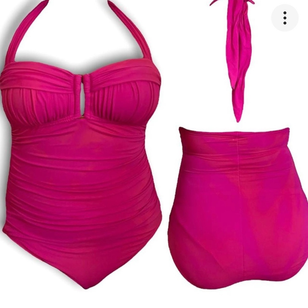 Pink 1950’s inspired sweetheart vintage one piece bathing suit